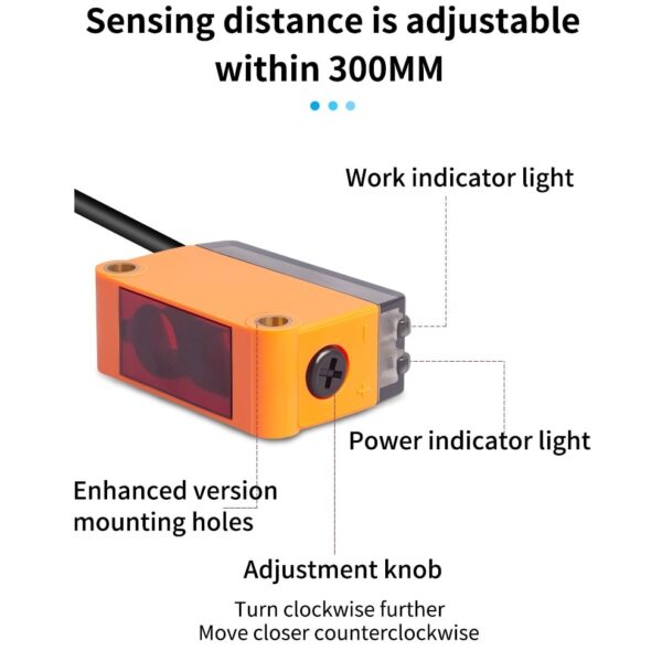 NPN Photoelectric Sensor 40-300mm - Image 2