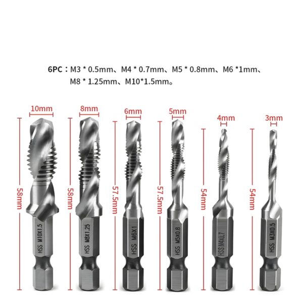 Hex Shank HSS Screw Tap Drill Bit – M3 Countersink Composite Tap Drill - Image 3