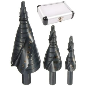 3PCS HSS Cobalt Step Drill Bit Set – 4–32mm, Nitrogen-Coated, Spiral Flute with Triangle Shank