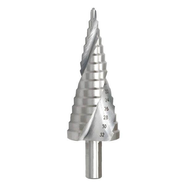 4–32mm HSS Spiral Grooved Step Drill Bit – High-Speed Steel Metal Drilling Tool