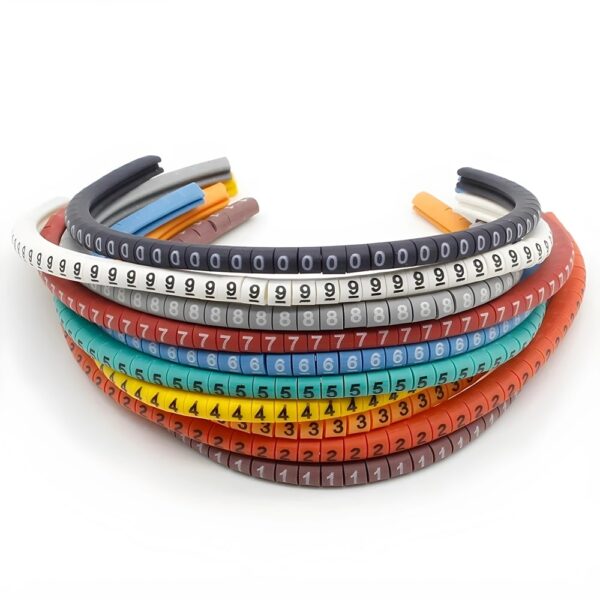 500PCS EC-0 Cable Wire Marker (Digits 0–9) for 1.5 mm² Cables – Colored