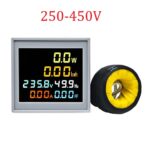6-in-1 AC 250-450V 50-60Hz Square Voltmeter Ammeter Frequency Energy Meter for kWh, Voltage, Current, and Power Monitoring