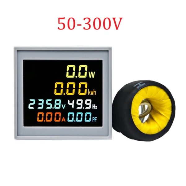 6-in-1 AC 50-300V 5060Hz Square Voltmeter Ammeter Frequency Energy Meter for kWh, Voltage, Current, and Power Monitoring