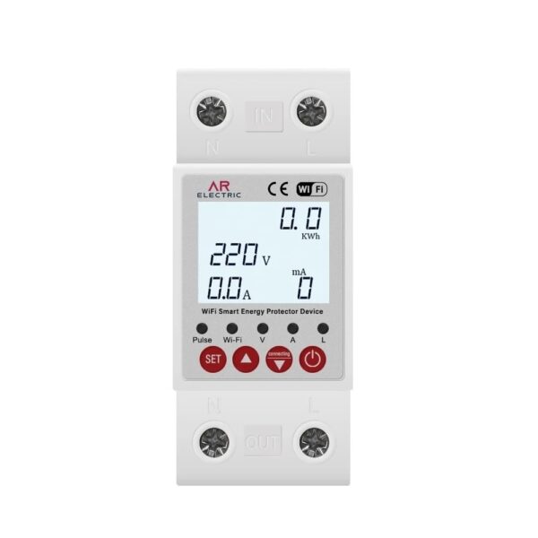 63A 230V TUYA Wi-Fi Smart Circuit Breaker with Over-Under Voltage Protection and Energy Monitoring