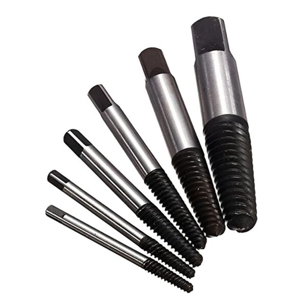 6Pcs Broken Bolt & Screw Extractor Set – Damaged Bolt Remover & Center Drill Bit Guide Kit - Image 2