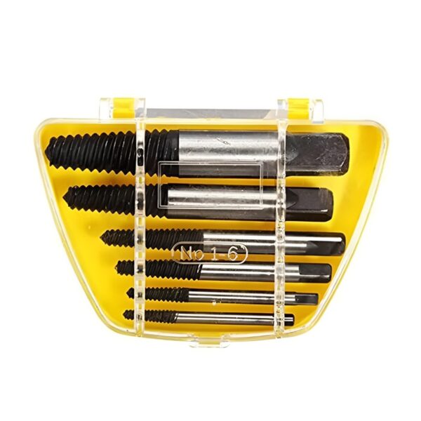 6Pcs Broken Bolt & Screw Extractor Set – Damaged Bolt Remover & Center Drill Bit Guide Kit - Image 3