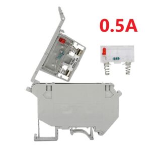 DIN Rail Fuse Terminal Block with LED Indicator 0.5A