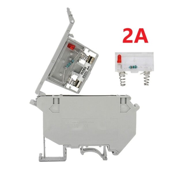 DIN Rail Fuse Terminal Block with LED Indicator 2A