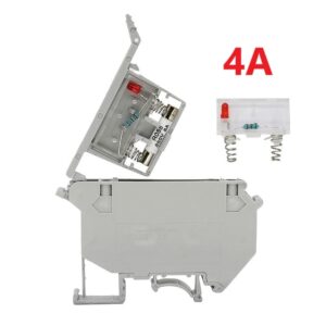 DIN Rail Fuse Terminal Block with LED Indicator 4A