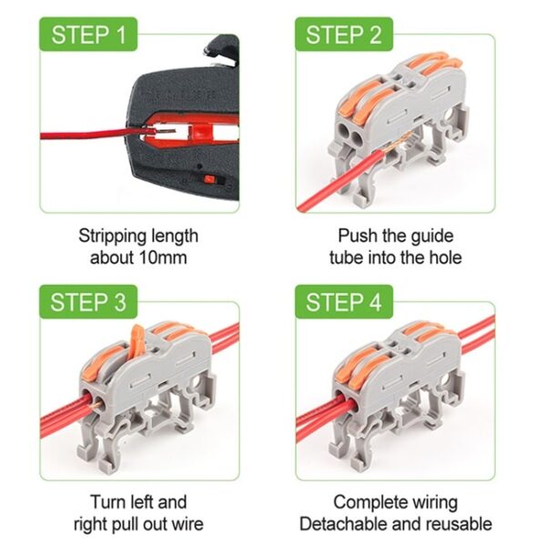 DIN Rail Wire Connectors – Fast Push-in Cable Splicing Terminal Block - Image 5