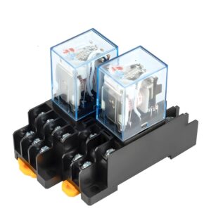 Small Electromagnetic Relay, 5A, 14PIN, Coil Power Relay DC 24V with Socket Base, DIN Rail Mount