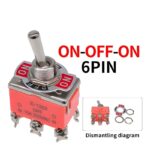 Toggle Switch DPDT – ON-OFF-ON, 250V 15A, 6-Pin
