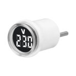 EU Plug AC 50-500V LED Digital Voltmeter 30mm Round Mini Voltage Meter Indicator Light Volt Tester Test Gauge Amp Detector (white color)