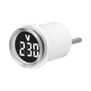 EU Plug AC 50-500V LED Digital Voltmeter 30mm Round Mini Voltage Meter Indicator Light Volt Tester Test Gauge Amp Detector (white color)