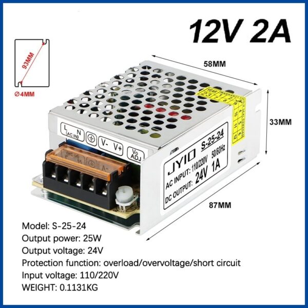 switching power supply 12V, 2A (25W) - Image 2