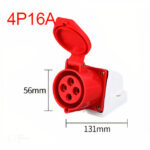 Industrial Wall Mounted Socket 4pin Electrical Connector 16A 380V IP44