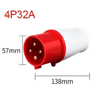 Industrial Plug 4pin Electrical Connector 32A 380V IP44